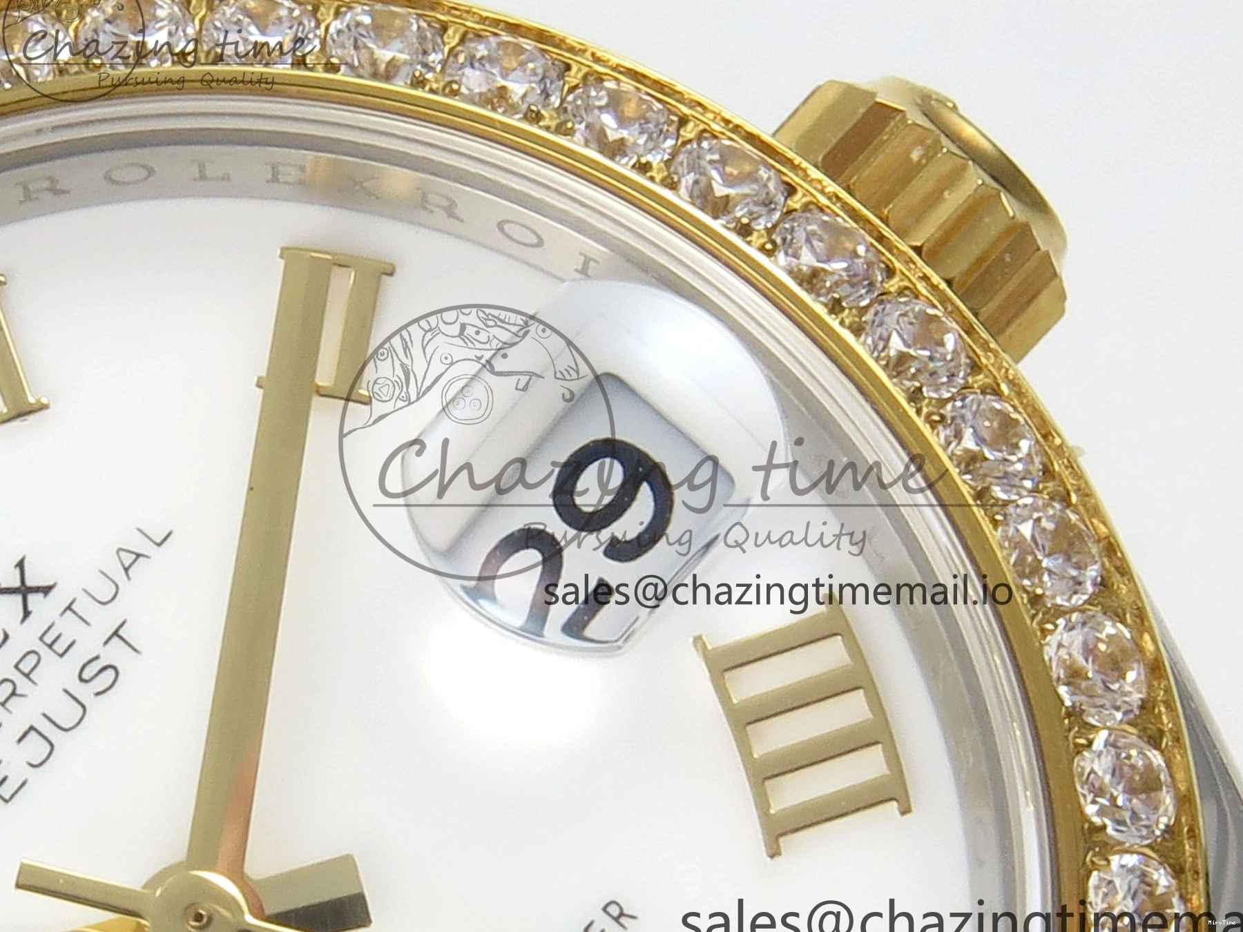 MiroTime 0511 DateJust 31 278383RBR THBF 1:1 Best Edition 904L Steel White Roman Dial Diamonds Bezel on SS YG Oyster Bracelet HZ Cal. Minimalist 44